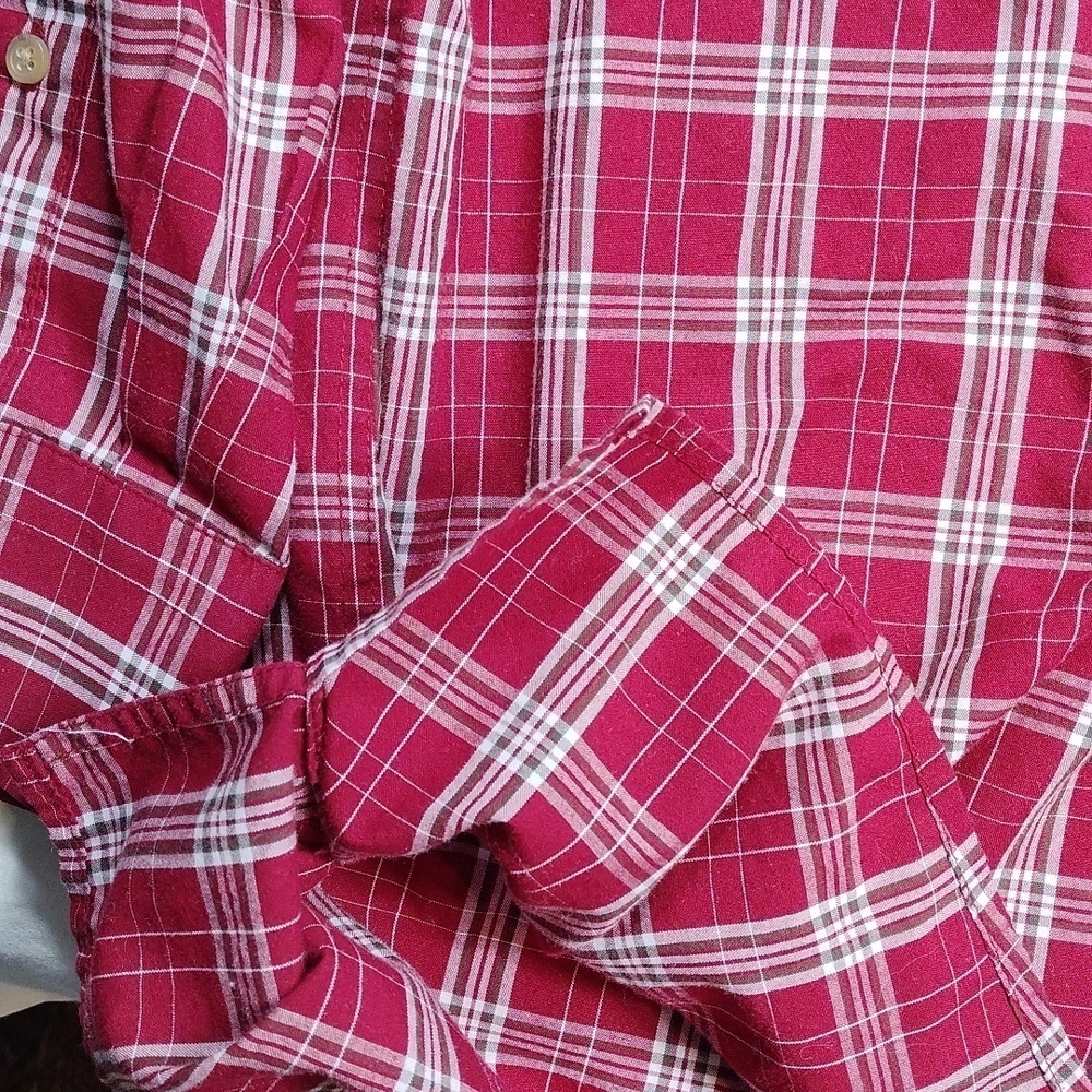 Harbor Bay Red and White Casual Button Down Men's Shirt Size 5XLT - Picture 5 of 12